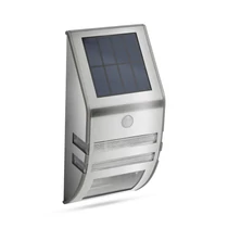 LED-es szolár fali lámpa - mozgásérzékelős - hidegfehér, 250 lumen, króm, IP65