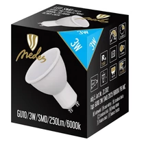 LED spot égő GU10, 3W ,6000K, Hideg fehér  LED spot égő GU10, 3W ,6000K, Hideg fehér