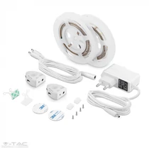 LED szalag szett, alkonykapcsolós mozgásérzékelő, tápegység, 2x120cm, meleg fehér