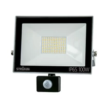 LED reflektor 100W, kültéri, szenzorral, szürke ház, természetes fehér