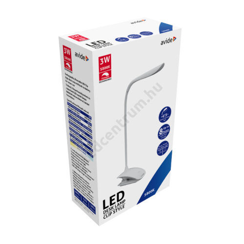 Érintős, csíptethető, fényerőszabályozható LED lámpa, fehér